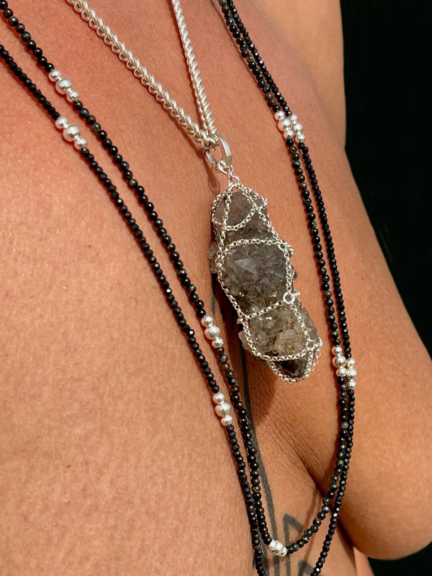 Caged Smoky Quartz Pendant