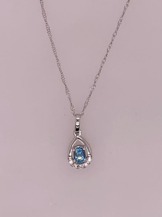 14K Aquamarine & Diamond Pendant