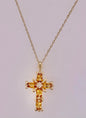 14K Citrine and Diamond Cross Pendant