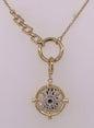 14K Charm Holder Necklace with Compass Charm