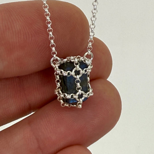Caged Sterling Silver Labradorite Stone