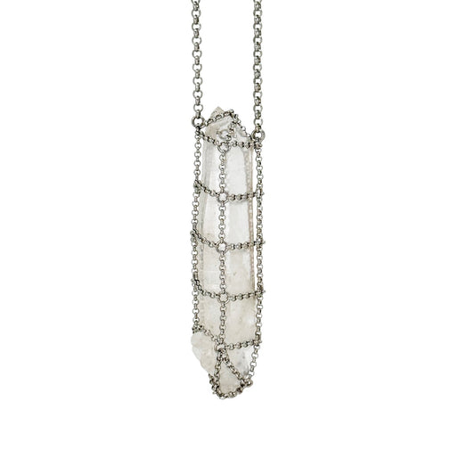 Caged Quartz Vertical Spike Pendant