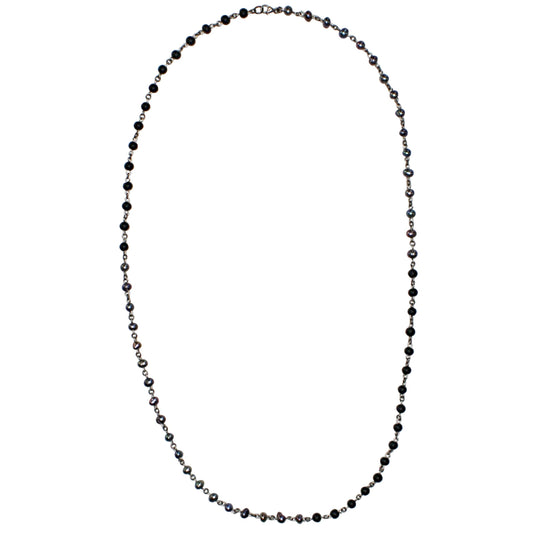 Linked Pearl/Onyx Necklace
