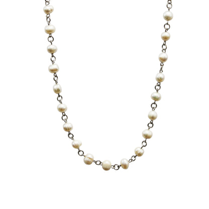 White Pearl Linked Necklace
