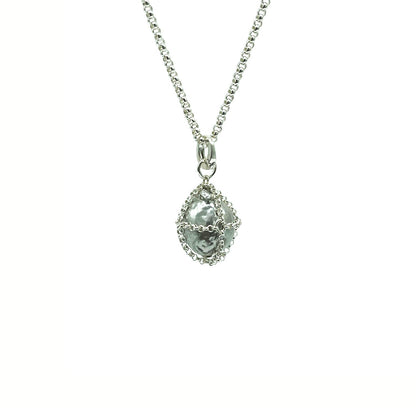 Caged Silver Pearl Pendant