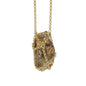 Caged Smoky Quartz Spike 14k Gold Brass Necklace I