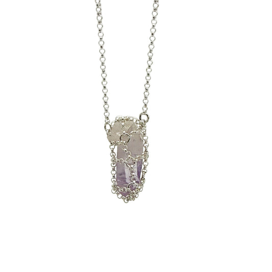 Caged Sterling Silver Amethyst Stone