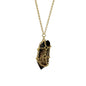 Caged Smoky Quartz Gemstone 14k Gold Brass Pendant